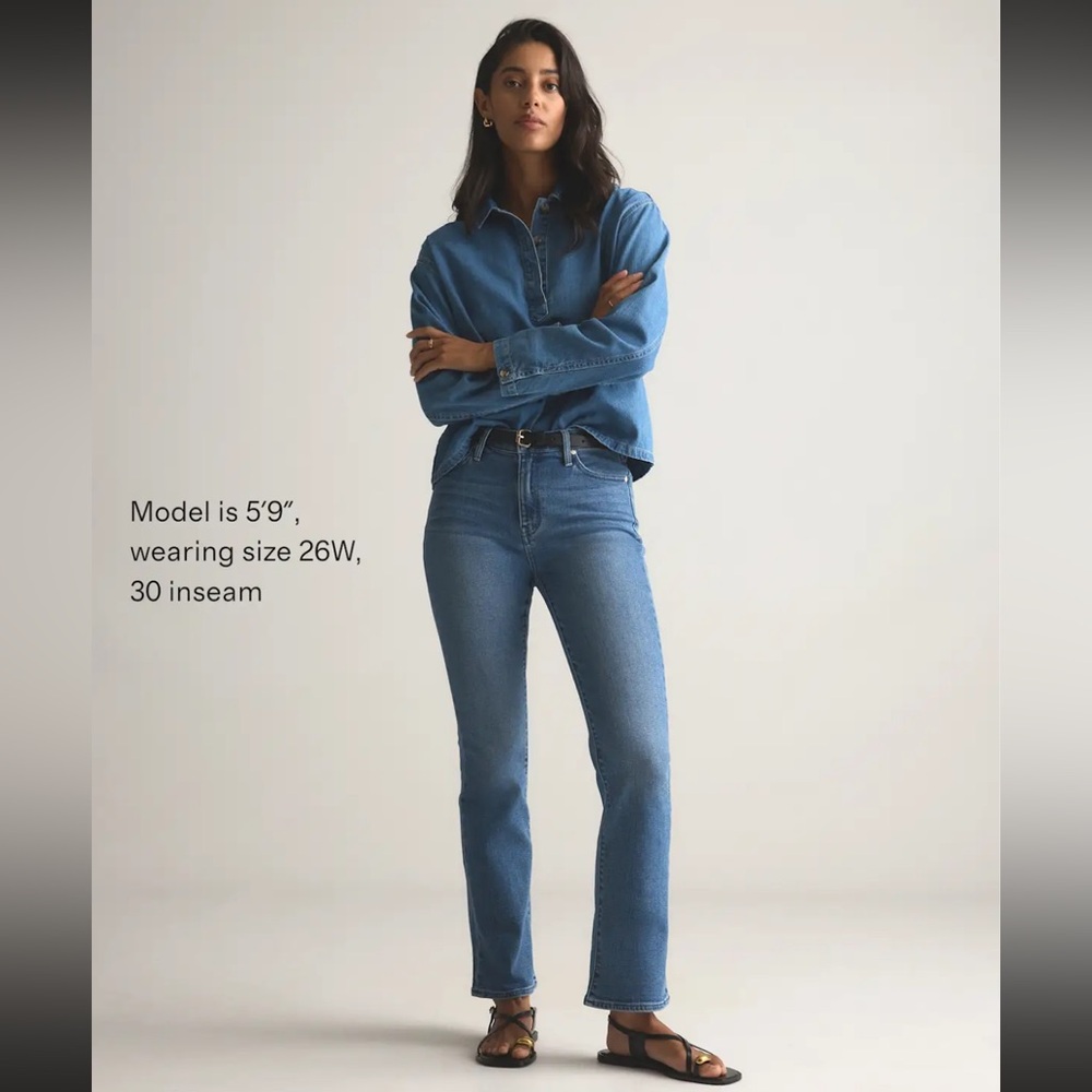 Quince Women's Kick Flare Blue Jeans